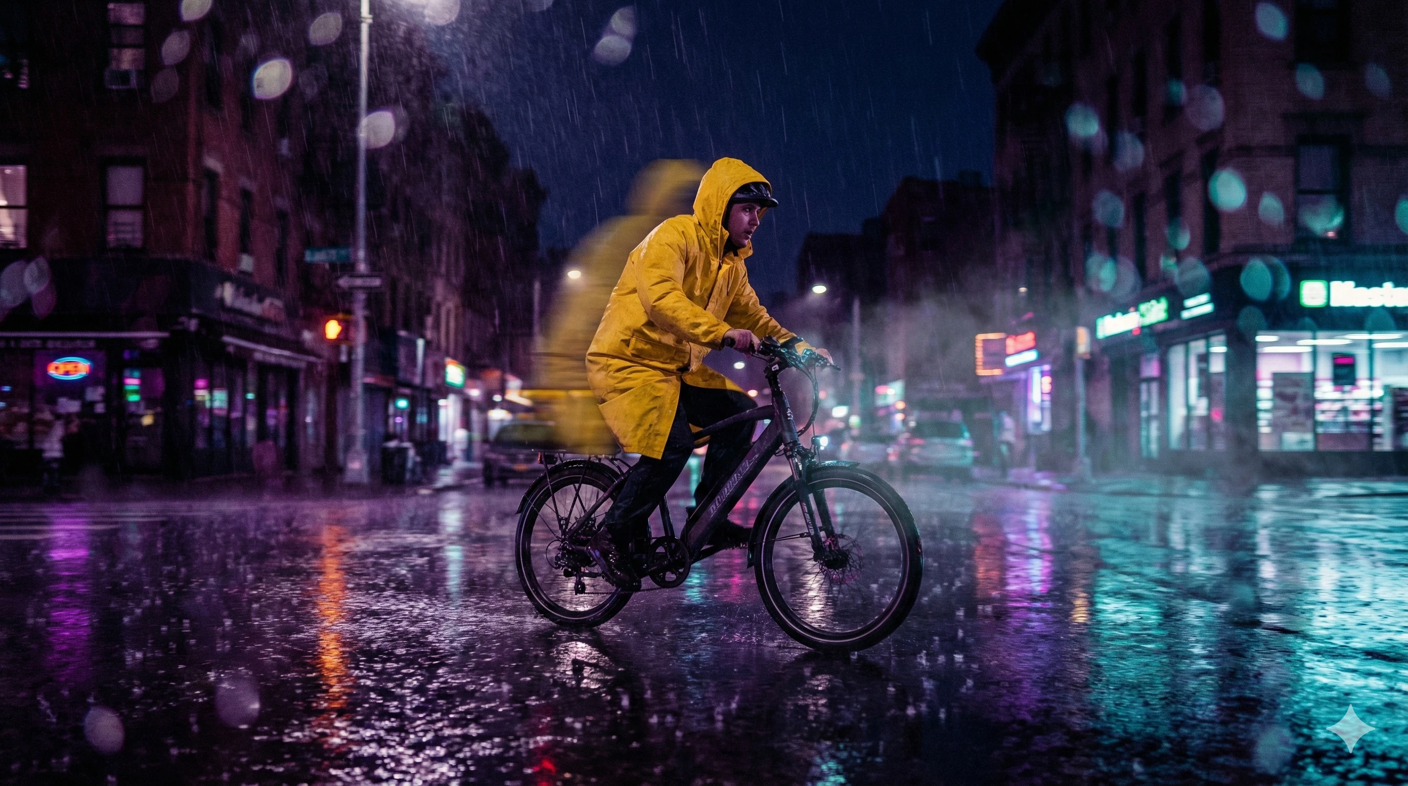 雨中的外卖骑手