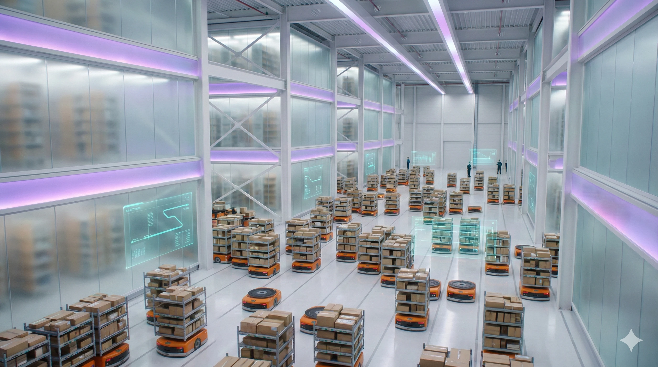 现代化仓库中的 AI 机器人